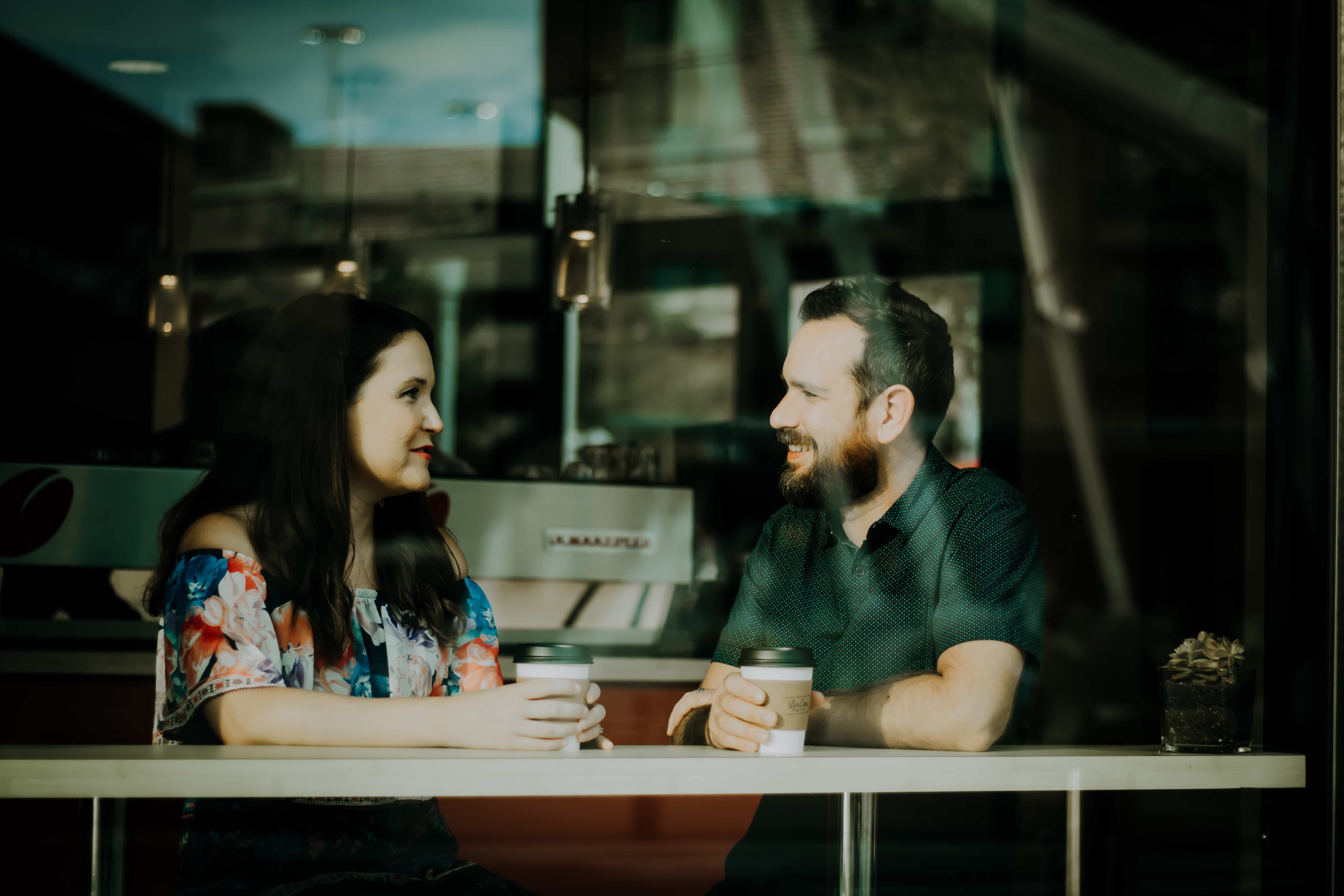 Two people talking