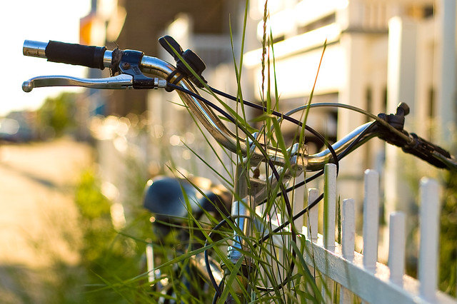 Close-up of bicycle handlebars