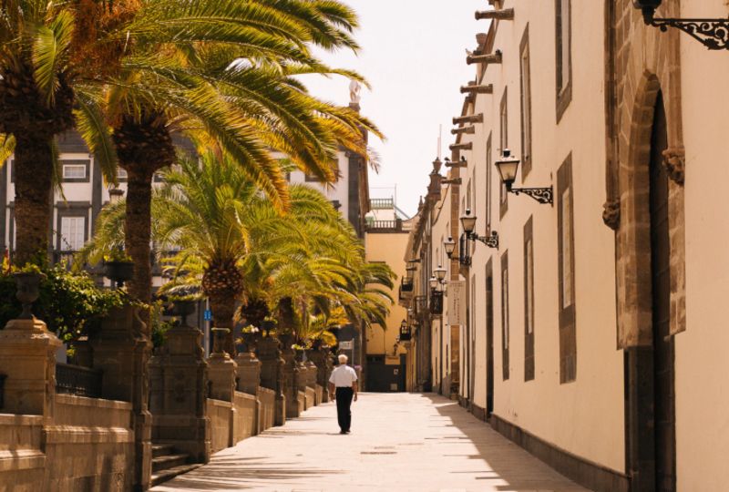 Man is walking at the Canary Islands