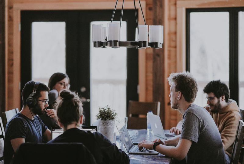 a group people in a conference room