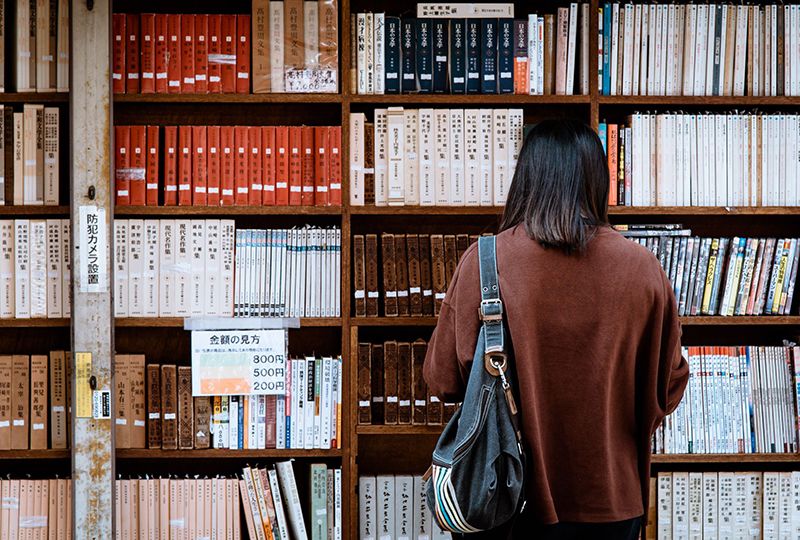 Woman in a library