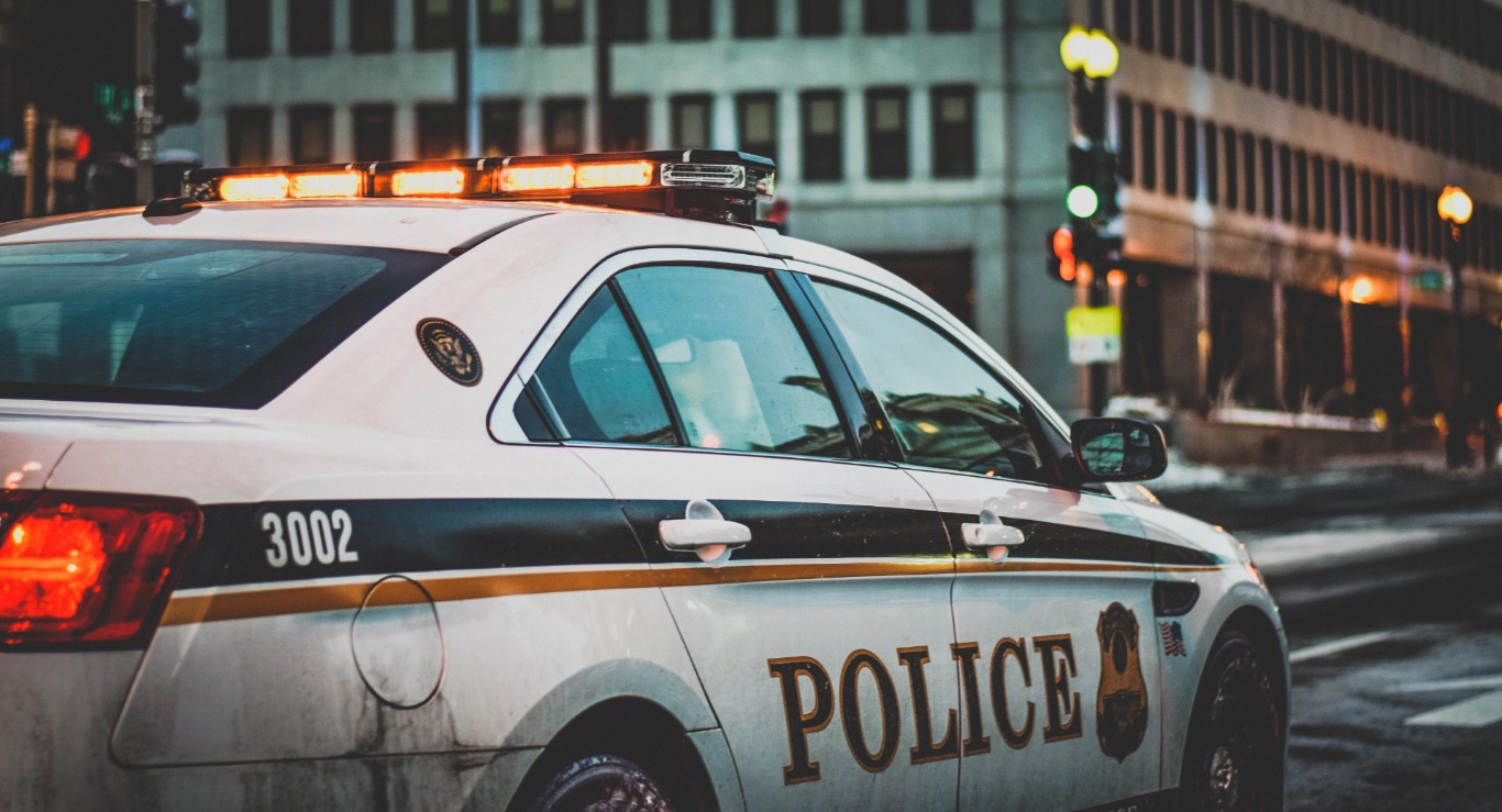 a white police car