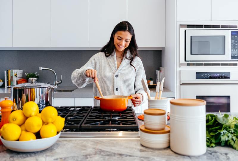 A woman cooking