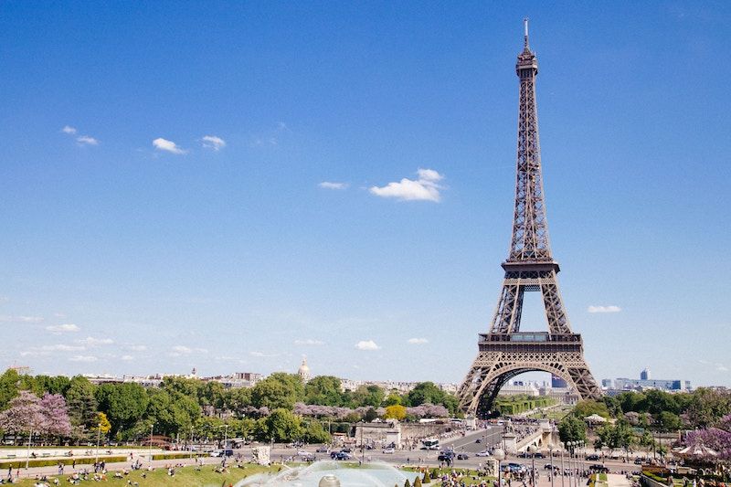 Eiffel tower in blue sky