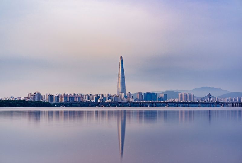 City skyline reflected in Han River