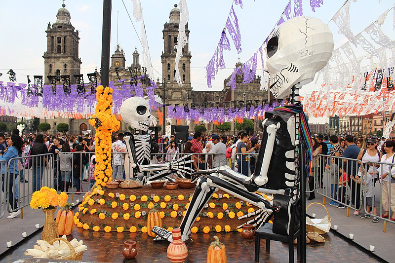 day of the dead huge dolls in plaza