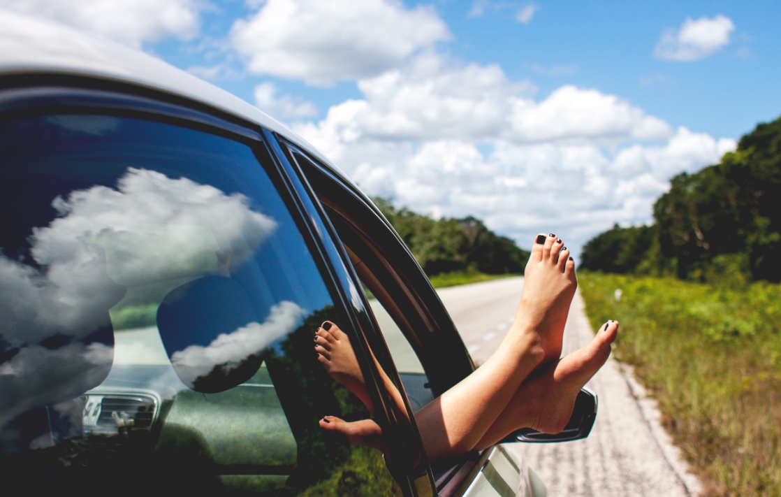 feet out of the window