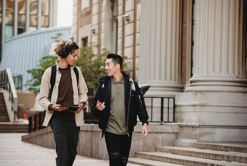 Friends Walking and Talking