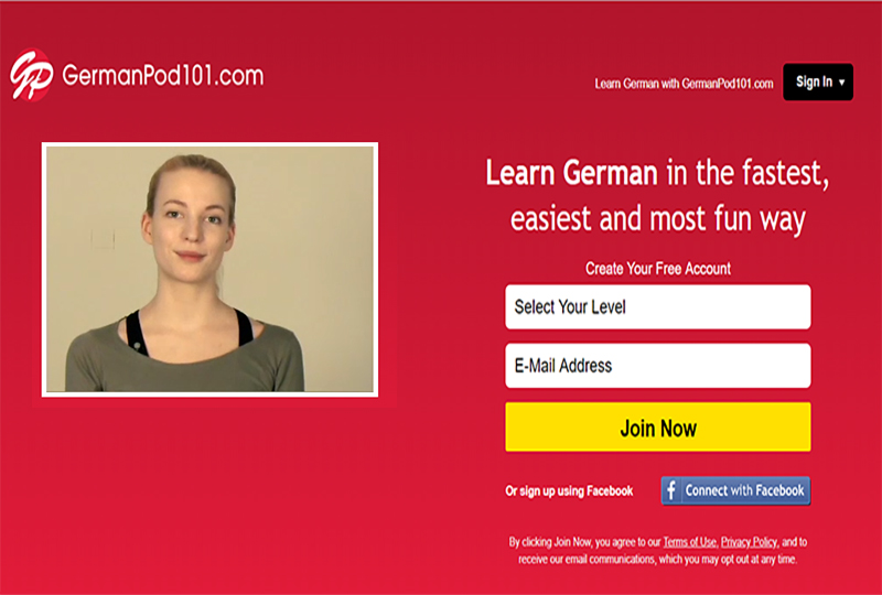GermanPod101 signup page