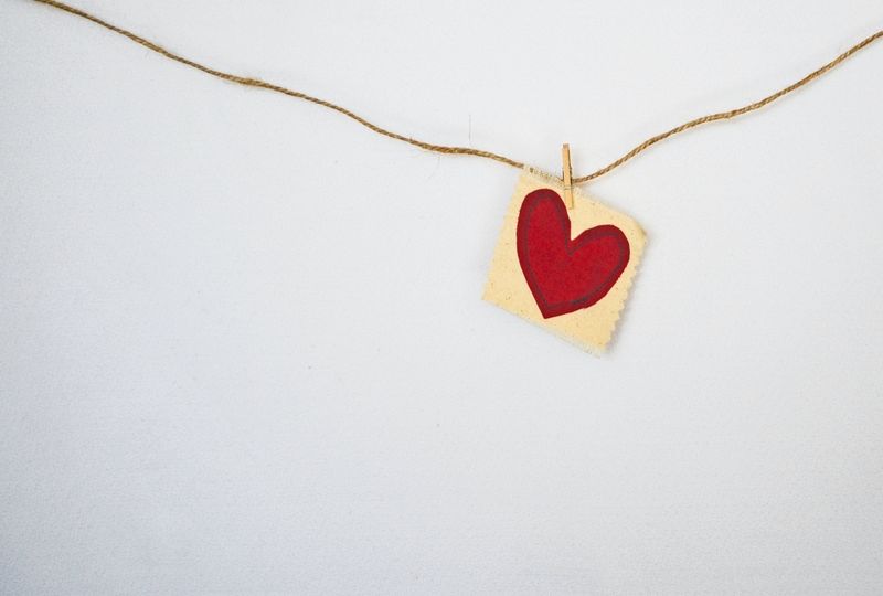 Heart pinned onto string