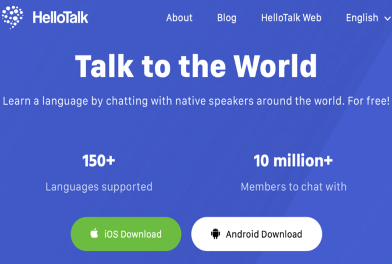 HelloTalk signup page