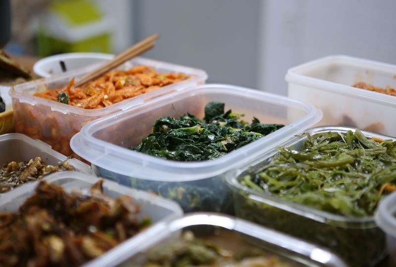 Korean side dishes in containers