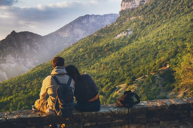 Man and woman traveling together