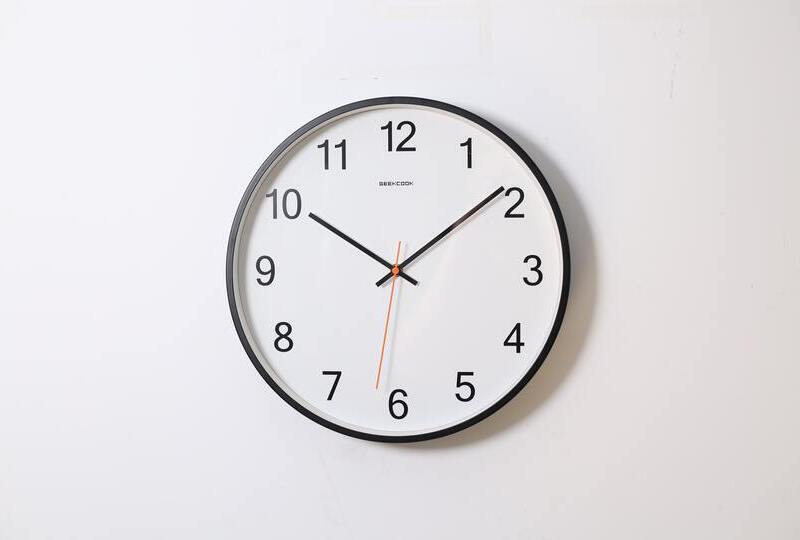 A plain clock on a white wall