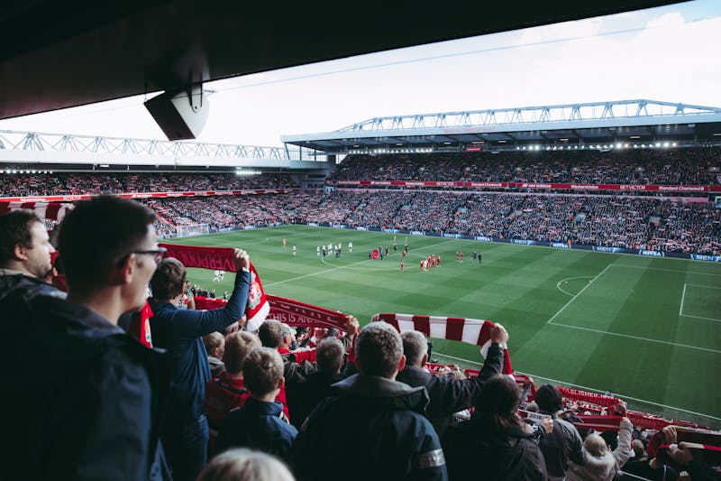 Soccer fans watching a game.