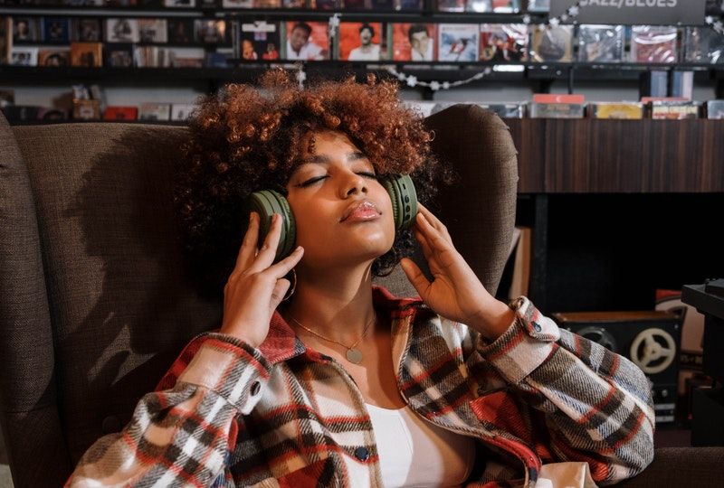 woman listening to music