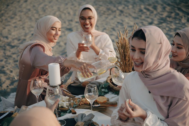 Women celebrating a holiday.