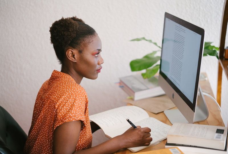 Girl studying.