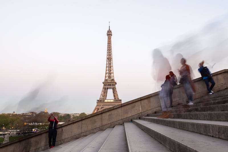 View of the Eiffel Tower in Paris.