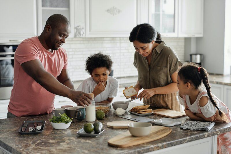 family cooking food together