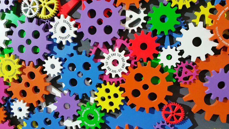 a picture of colorful gears