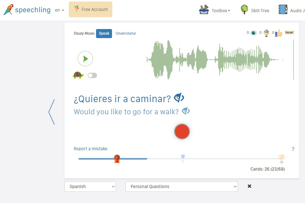 Speechling Learn Spanish Tool