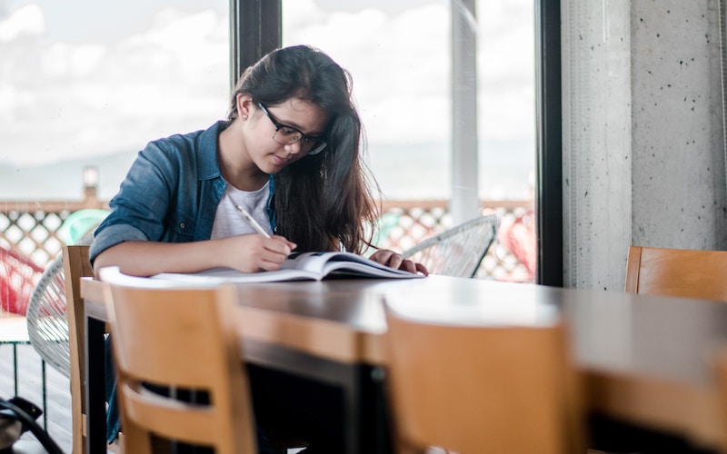 Girl studying at a desk