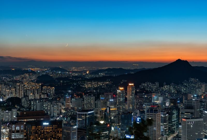 Sunset over Seoul city