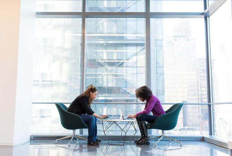 Two girls working