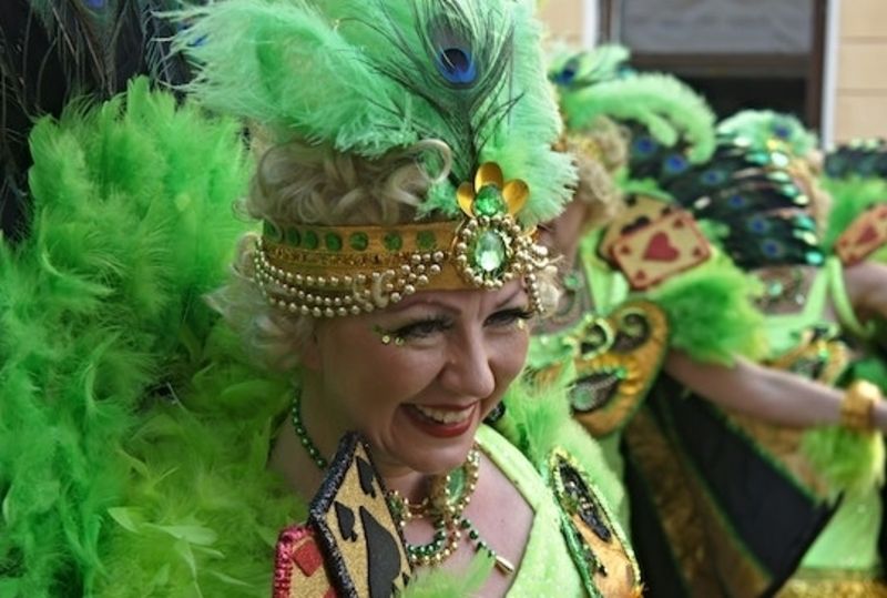 a Brazilian woman in carnival clothing