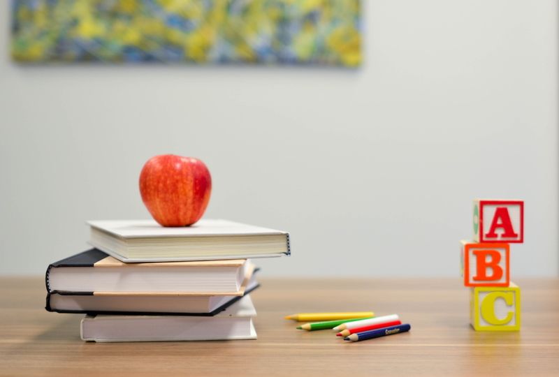 Books on desk