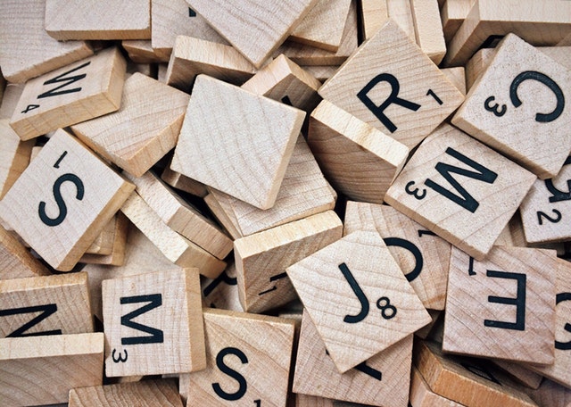 wooden scrabble pieces