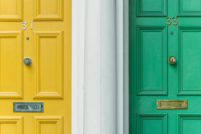 yellow and green doors