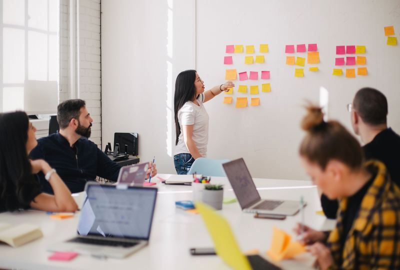 Woman leading meeting